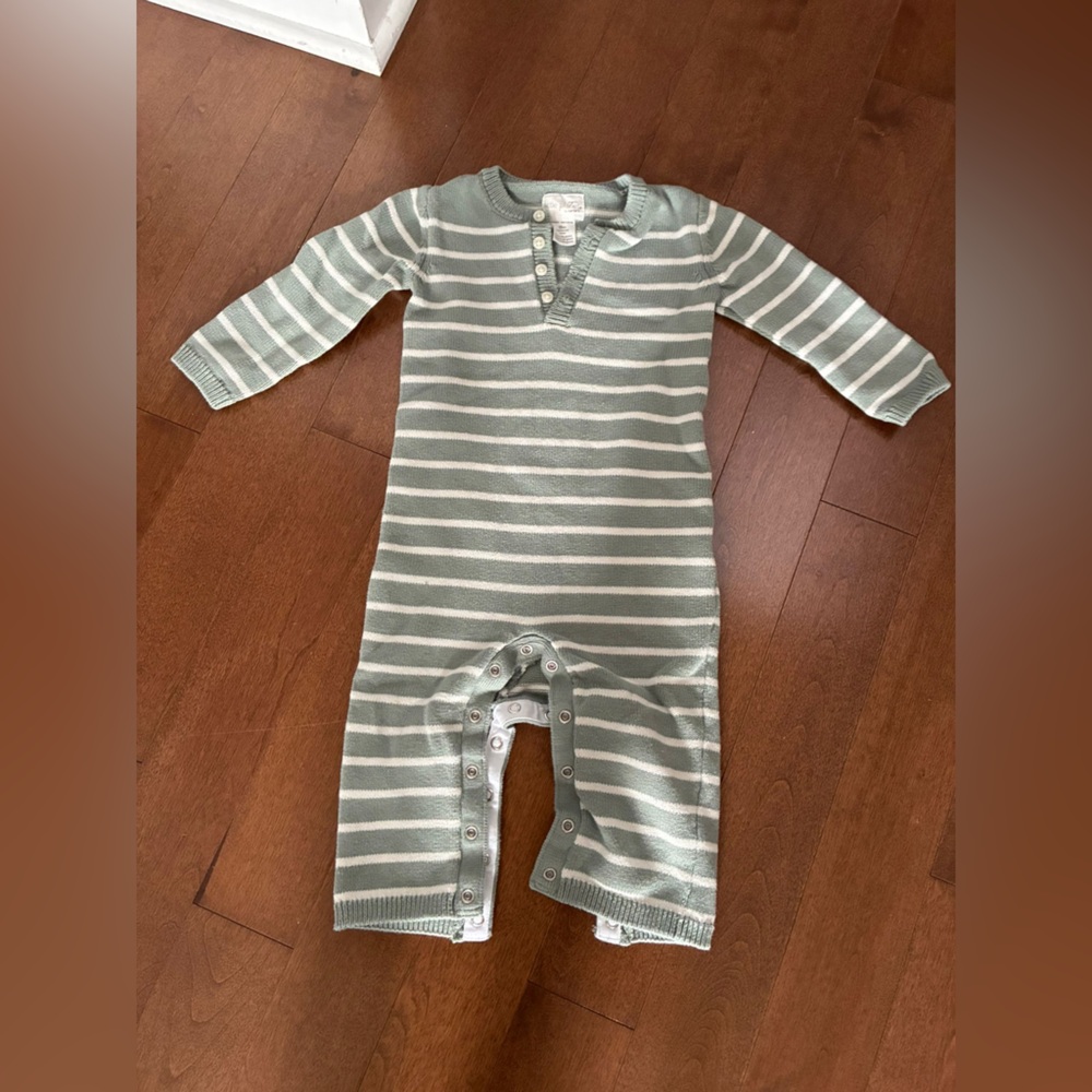 CARTER’S Romper Kids Toddler 18 months Light Green White Stripes NEW NWOT